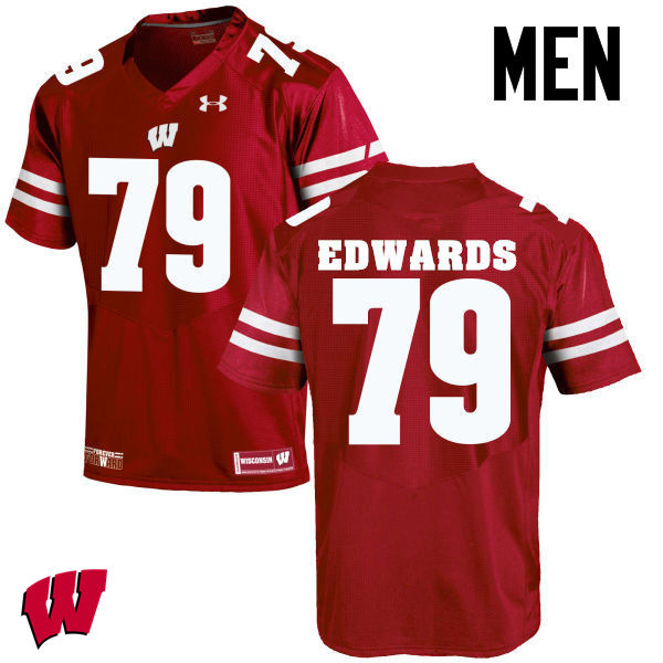 Wisconsin Badgers Men's #79 David Edwards NCAA Under Armour Authentic Red College Stitched Football Jersey PT40W20GG